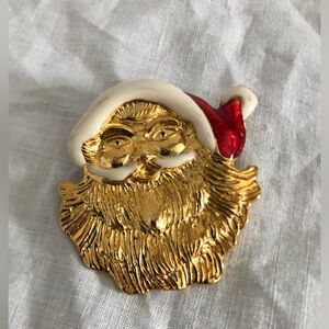 Vtg AAi Gold Tone Santa Claus Enamelled Brooch
